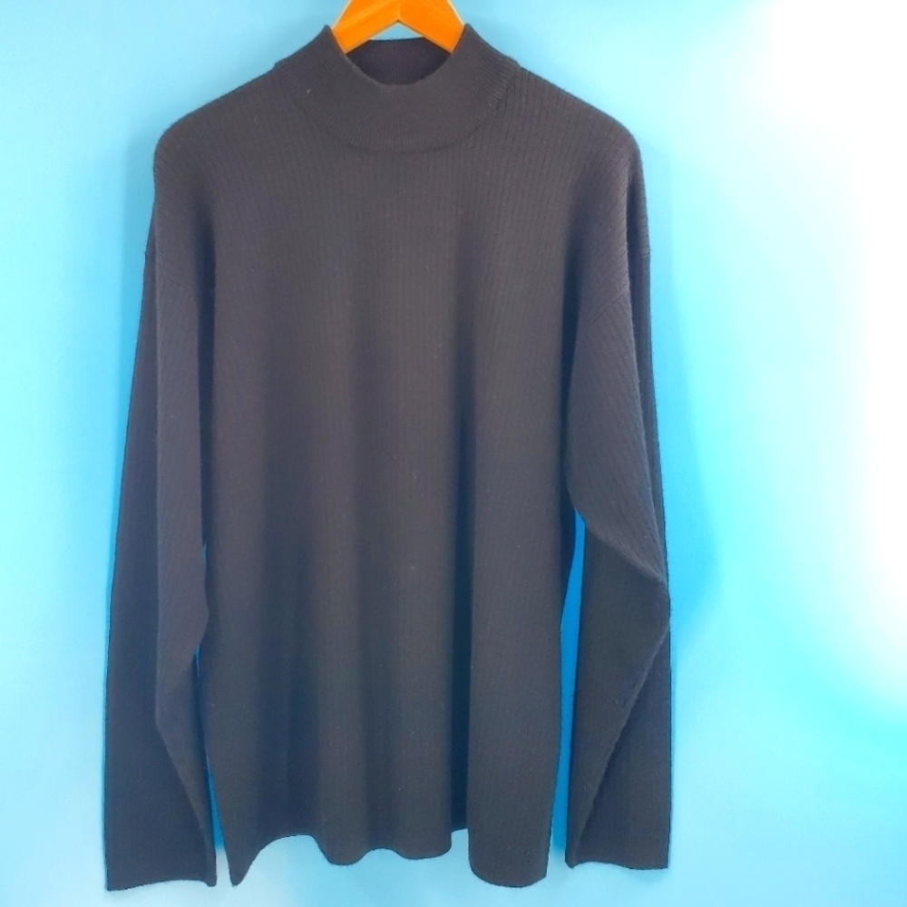 Salute Oleg Cassini black mock turtleneck wool blend sweater